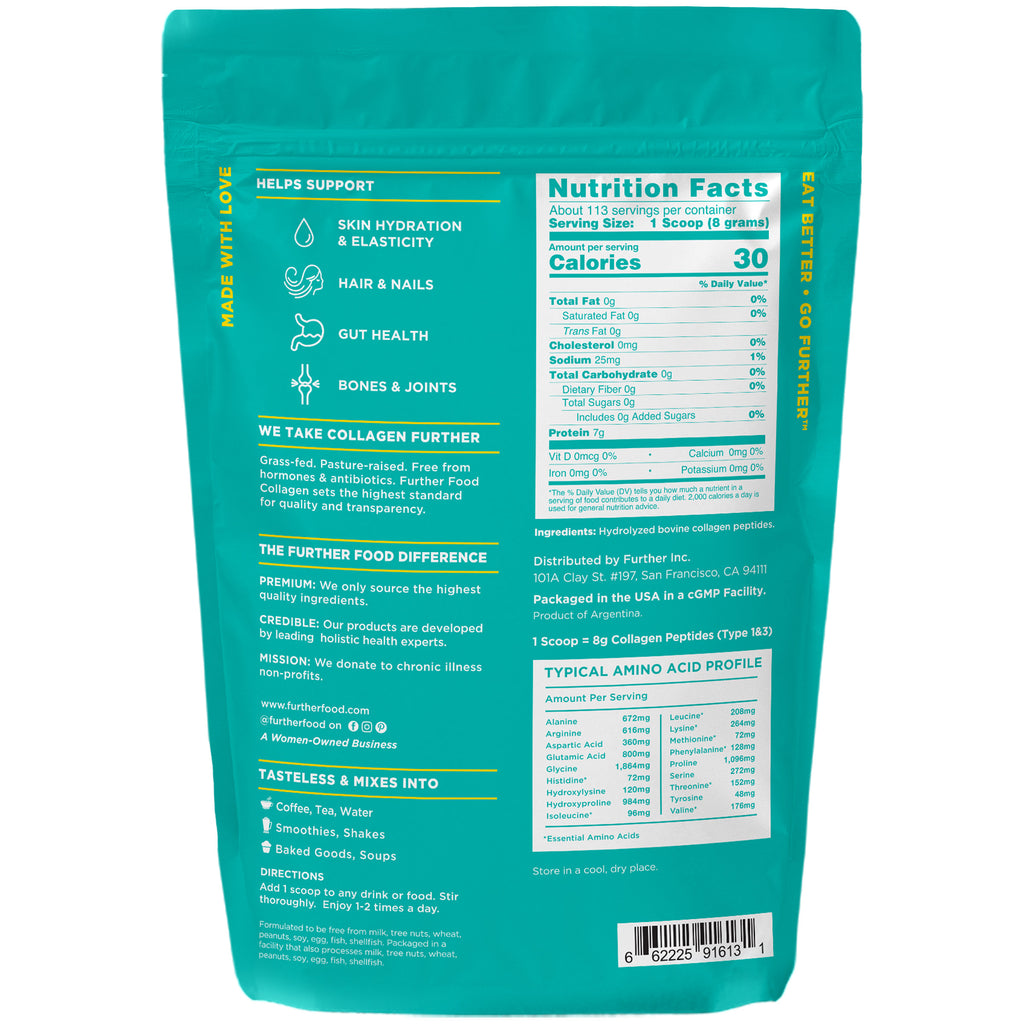 Grass-Fed Collagen Peptides Powder — 32 oz unflavored tub, main product photo