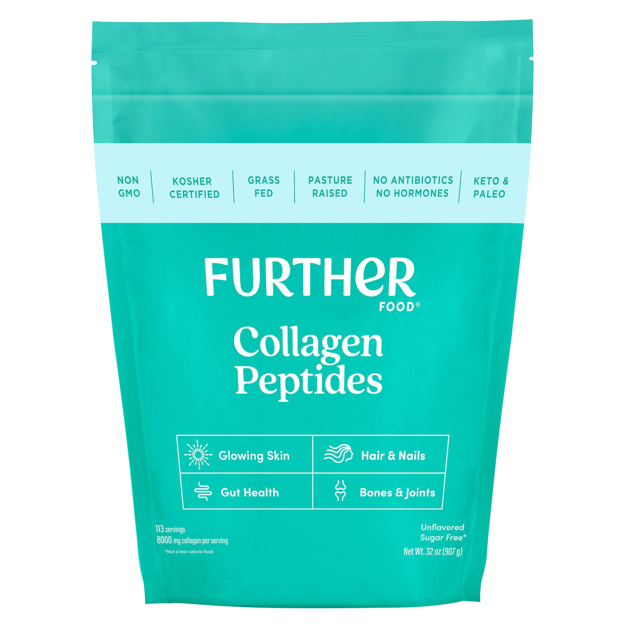 Grass-Fed Collagen Peptides Powder — label and serving detail