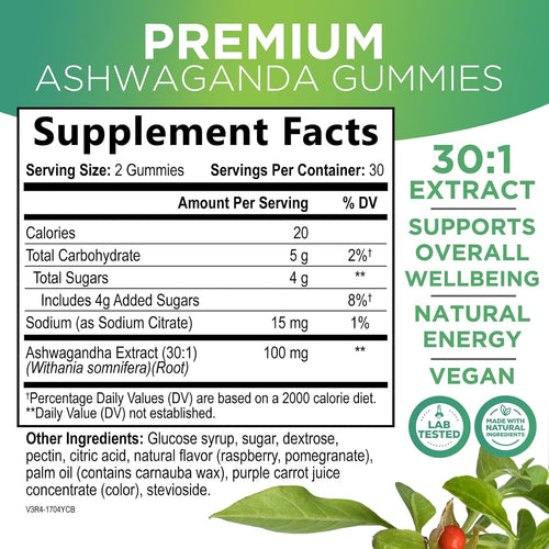 Ashwagandha Gummies — label and supplement facts view