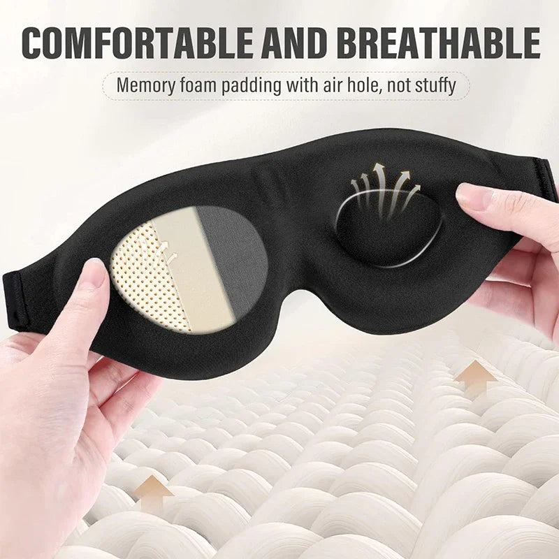 Soft Blackout Sleep Mask — contoured shape view